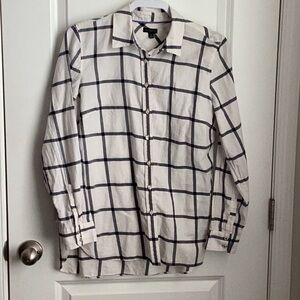 Talbots White and Black Button Down Shirt
